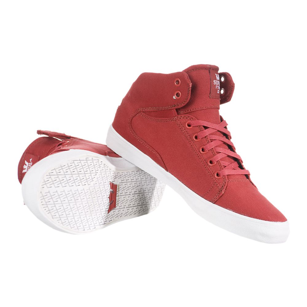 Chaussures de Skate Supra Society Mid Rouge Red Homme | UXZ-95967248